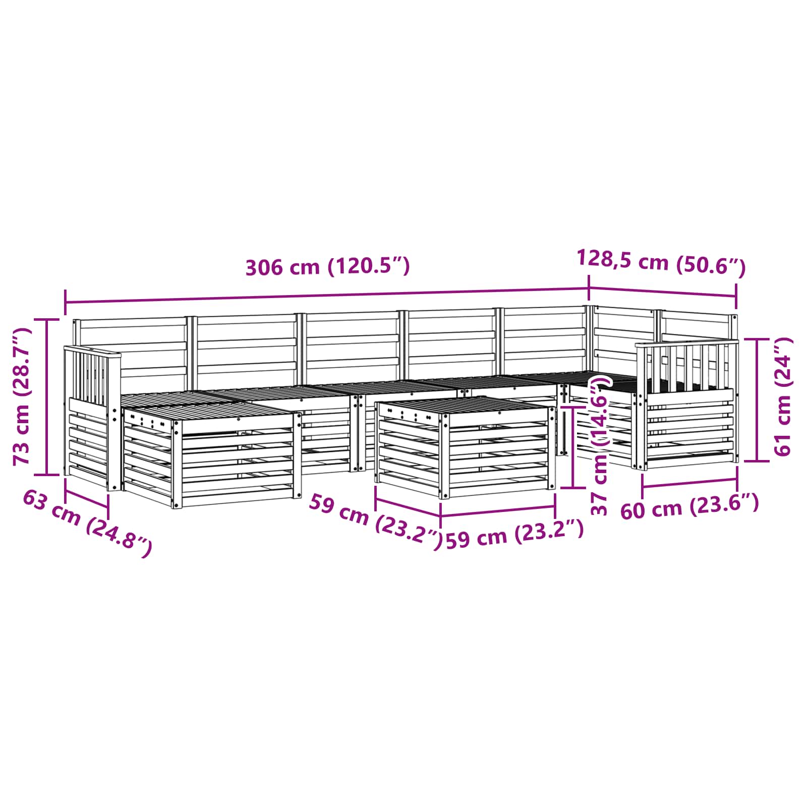 Outdoor-Sofagarnitur 8 pcs Natur Massivholz Akazie