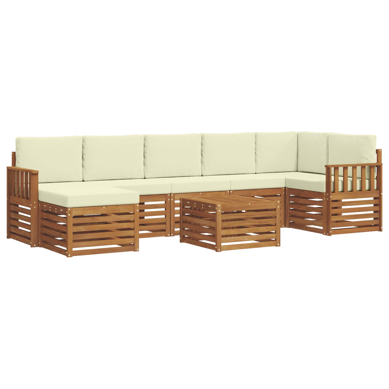 Outdoor-Sofagarnitur 8 pcs Natur und Creme Massivholz Akazie