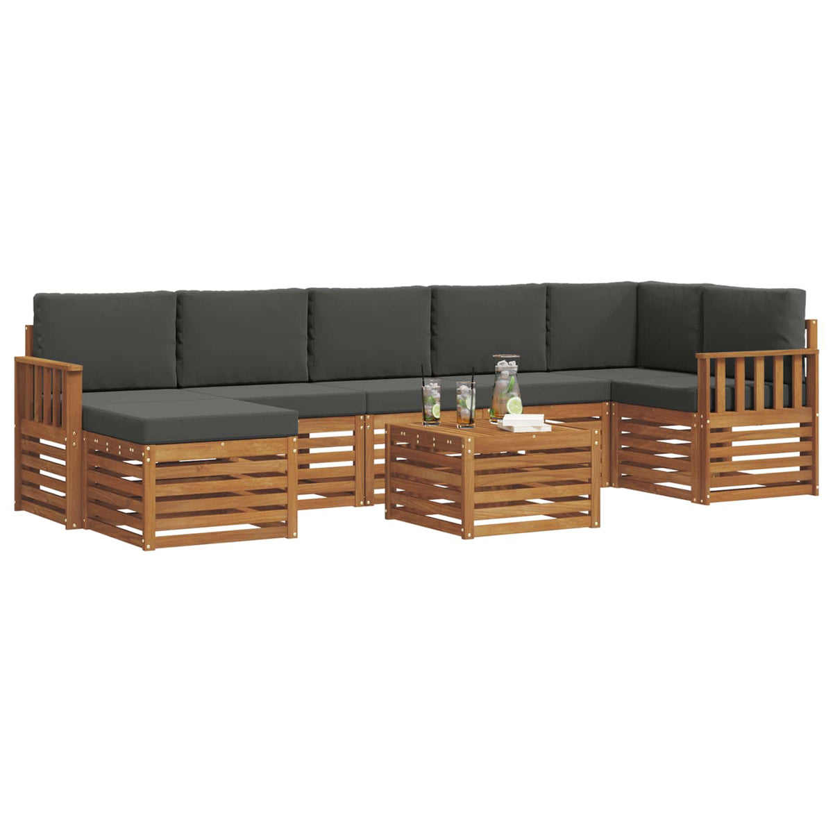 Outdoor-Sofagarnitur 8 stk. Natur und Anthrazit