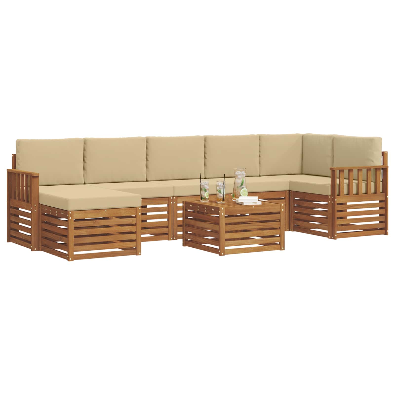 Outdoor-Sofagarnitur 8 stk. Natur und Beige