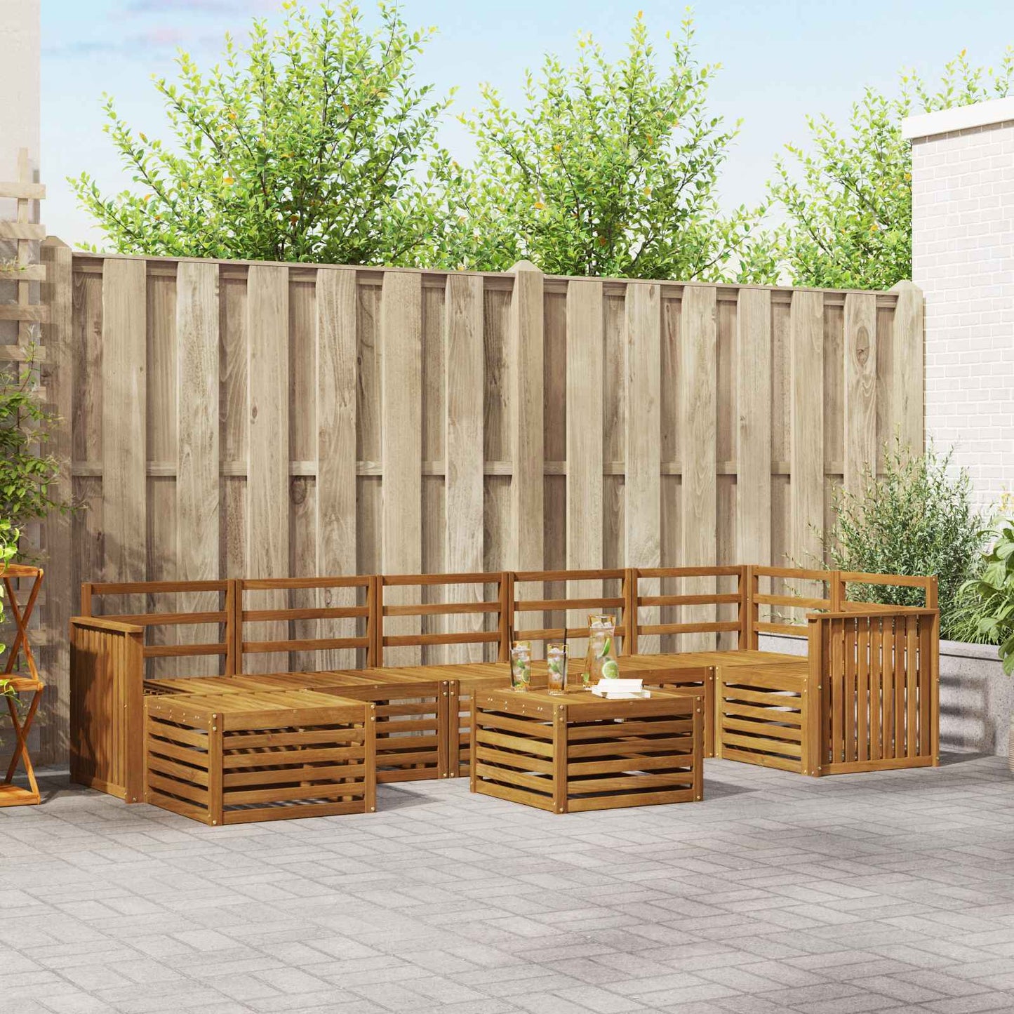 Outdoor-Sofagarnitur 8 pcs Natur Massivholz Akazie