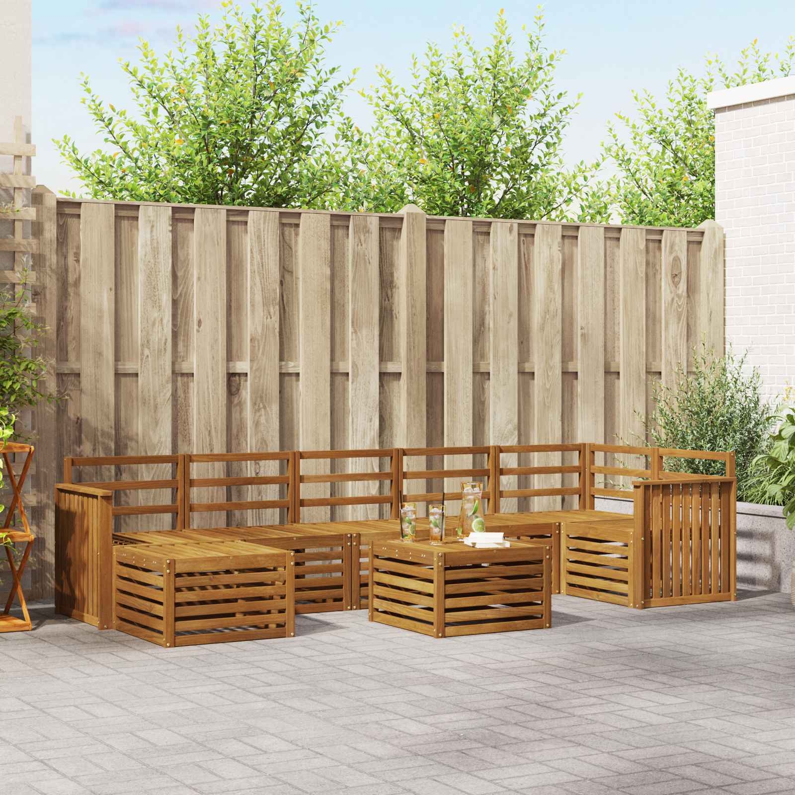 Outdoor-Sofagarnitur 8 pcs Natur Massivholz Akazie