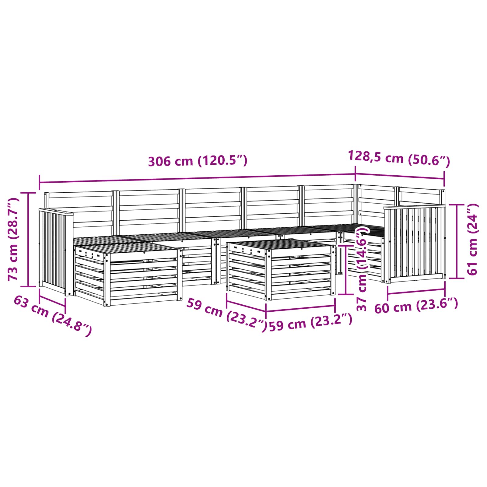 Outdoor-Sofagarnitur 8 pcs Natur Massivholz Akazie