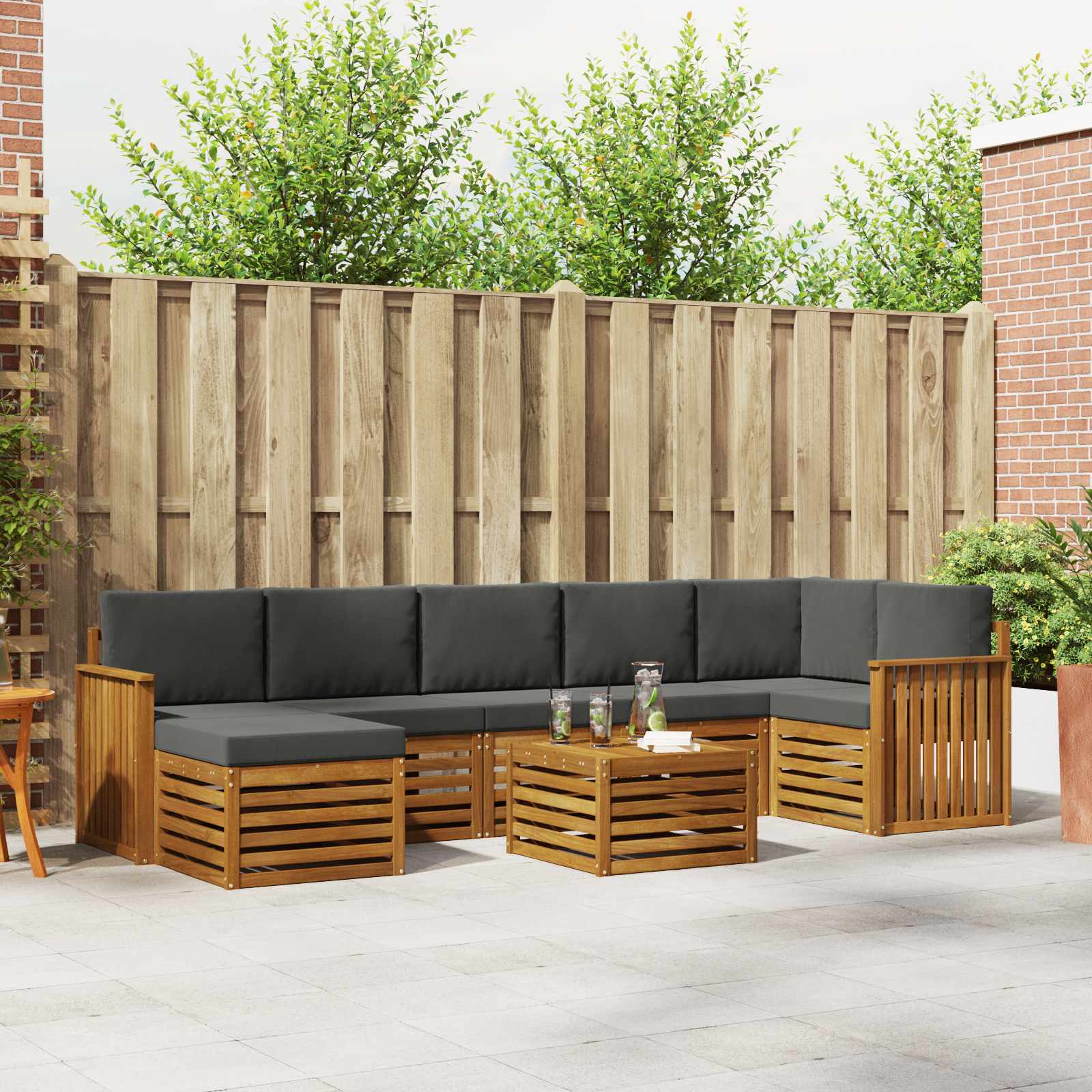 Outdoor-Sofagarnitur 8 stk. Natur und Anthrazit