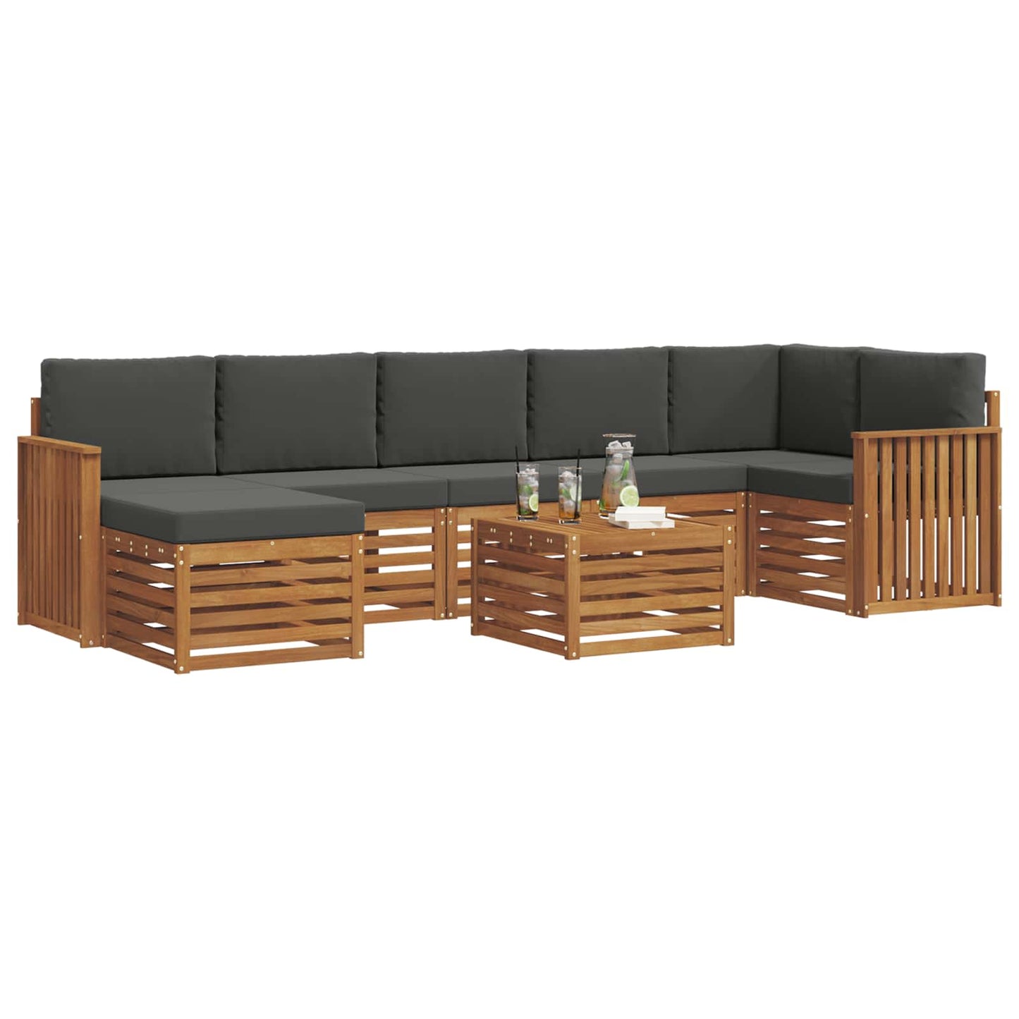 Outdoor-Sofagarnitur 8 stk. Natur und Anthrazit