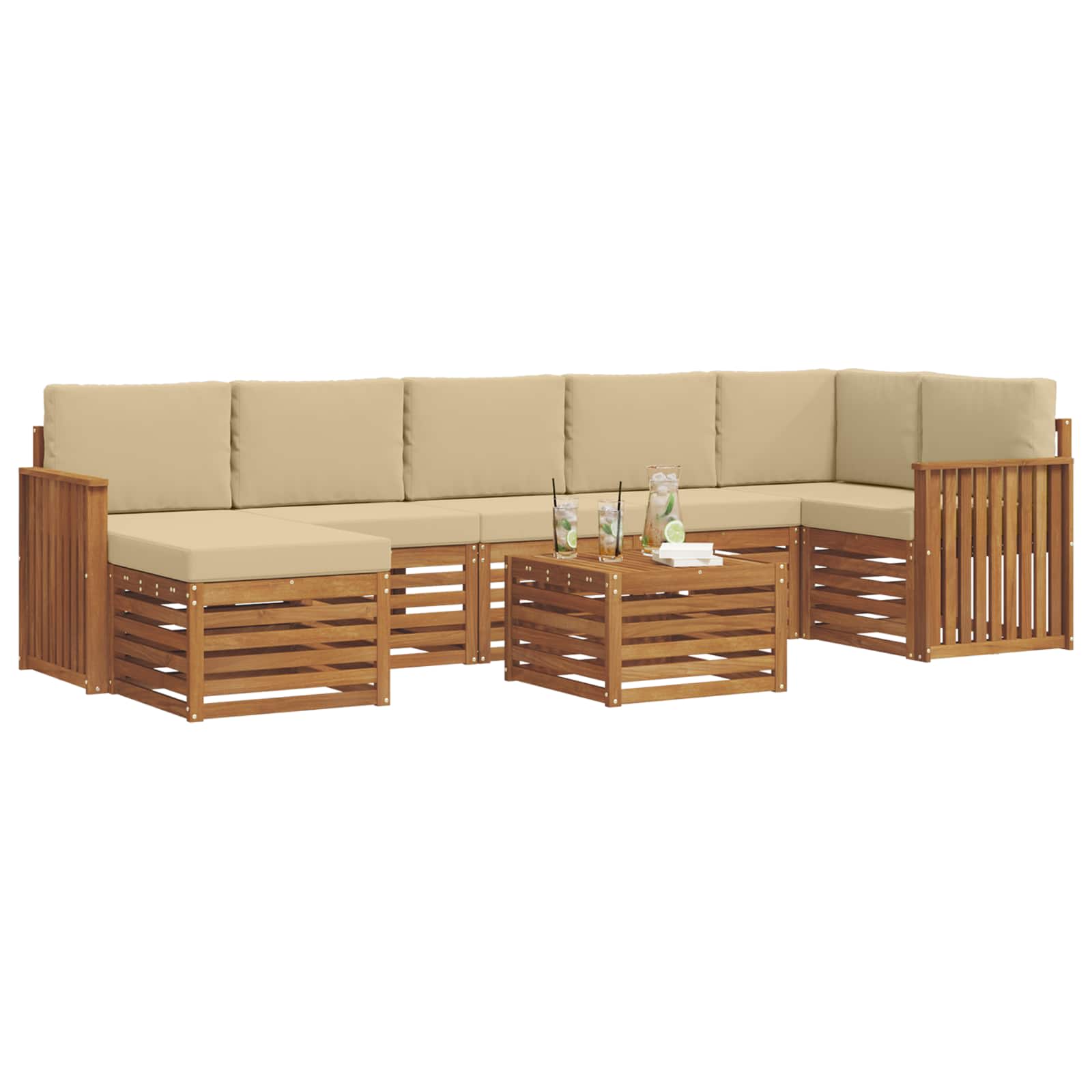 Outdoor-Sofagarnitur 8 stk. Natur und Beige