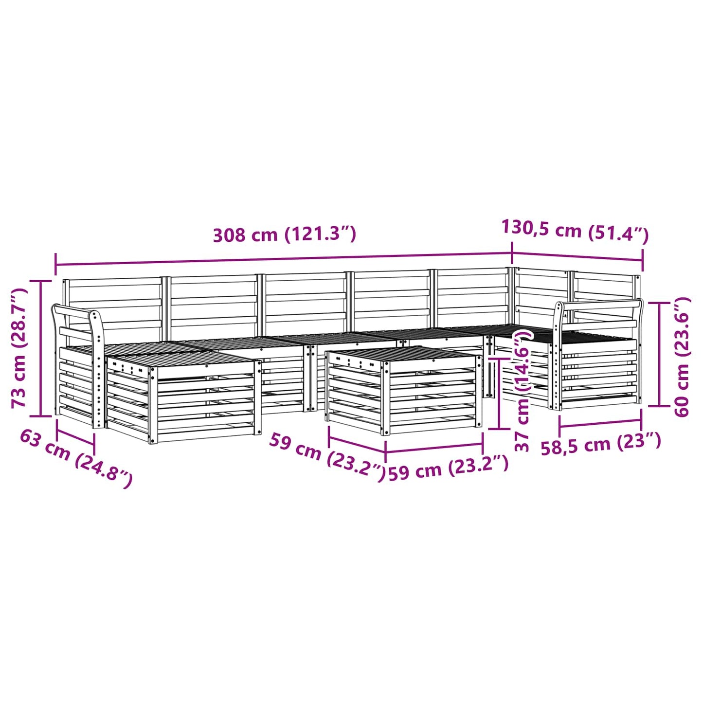 Outdoor-Sofagarnitur 8 pcs Natur Massivholz Akazie