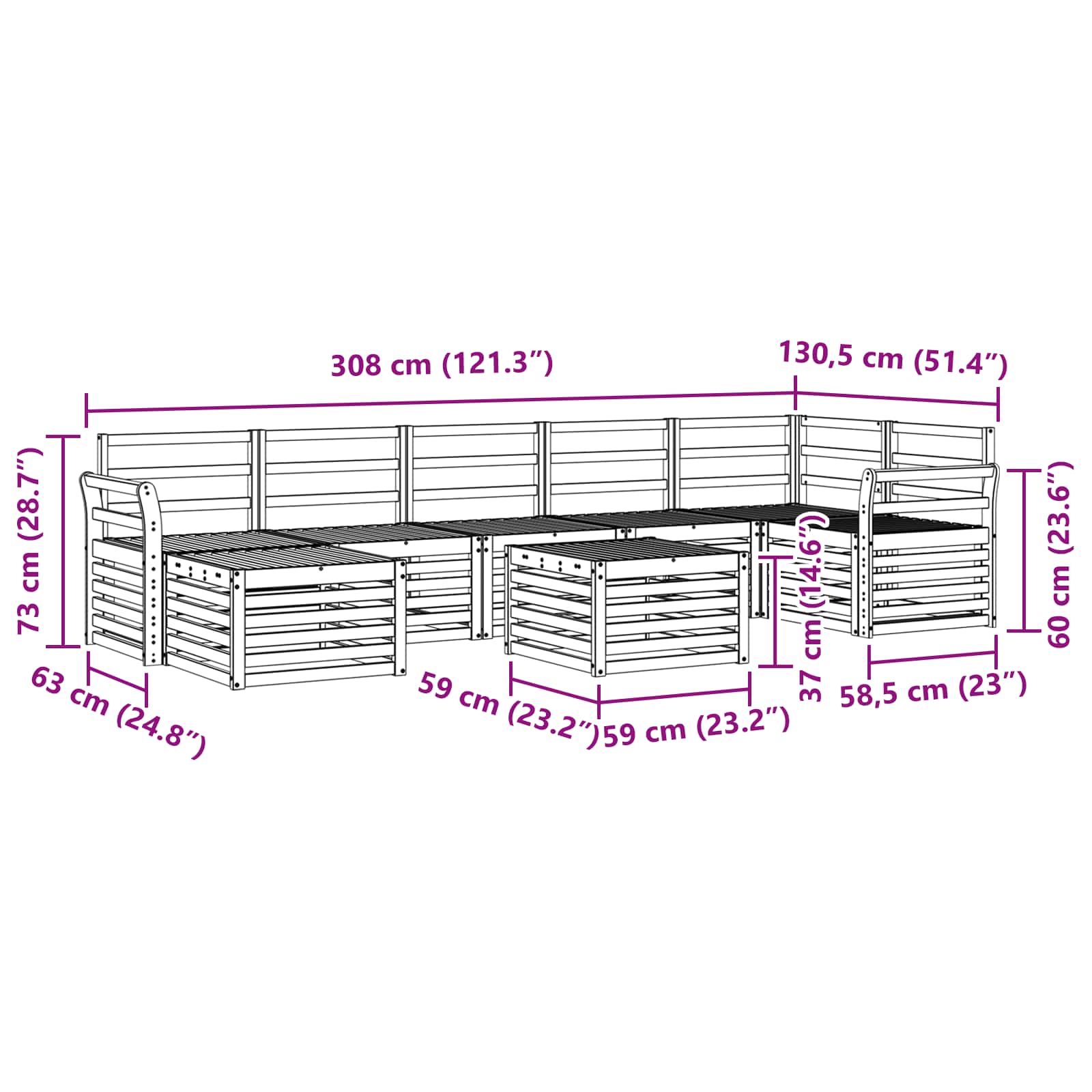 Outdoor-Sofagarnitur 8 pcs Natur Massivholz Akazie