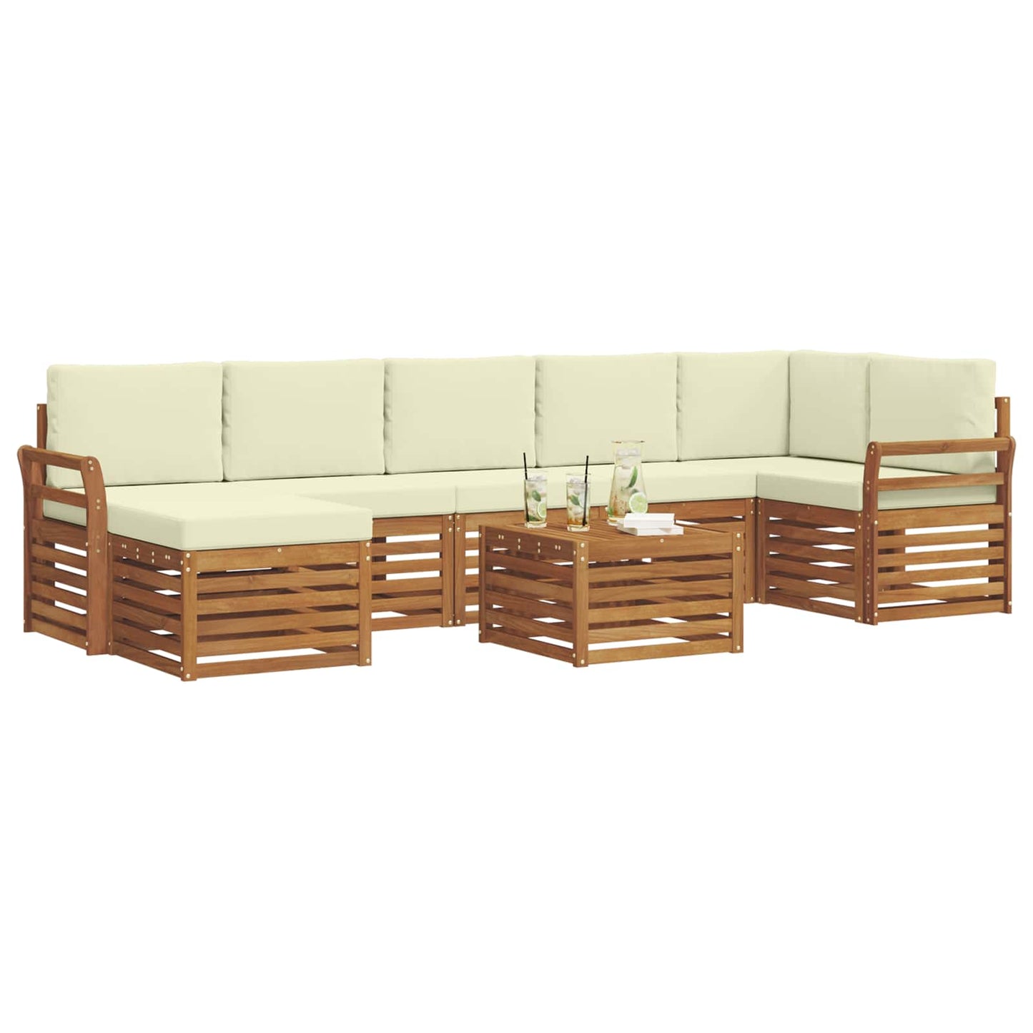 Outdoor-Sofagarnitur 8 stk. Natur und Creme