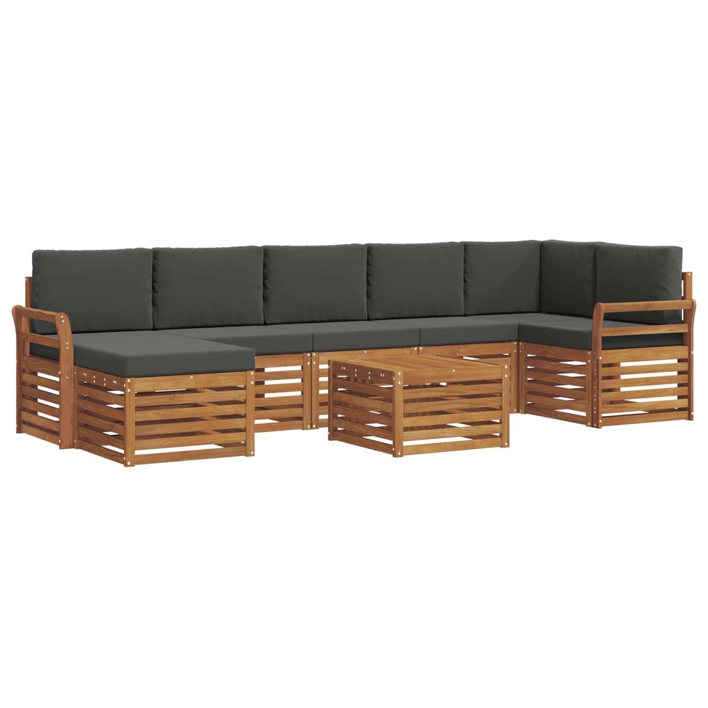 Outdoor-Sofagarnitur mit Kissen 8 pcs Natur und Anthrazit