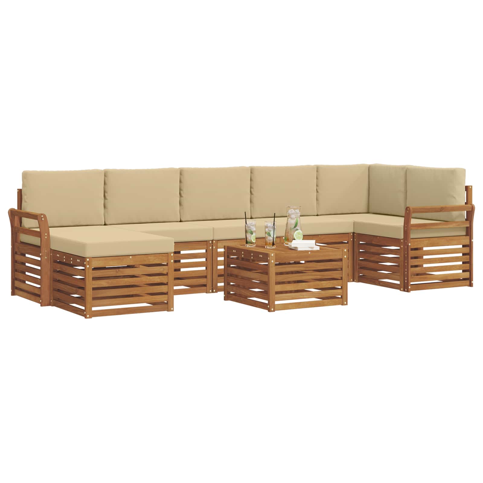 Outdoor-Sofagarnitur 8 stk. Natur und Beige