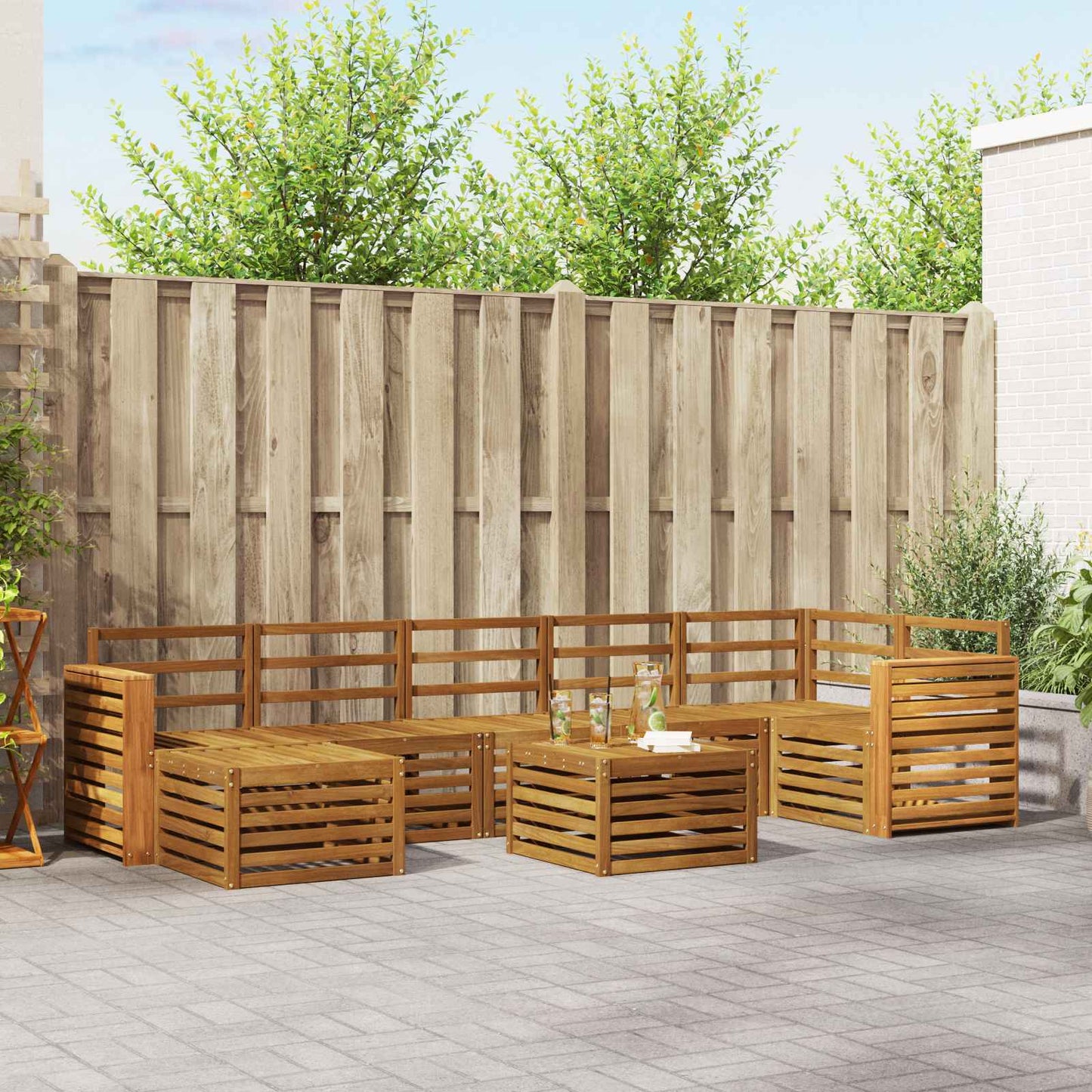 Outdoor-Sofagarnitur 8 pcs Natur Massivholz Akazie