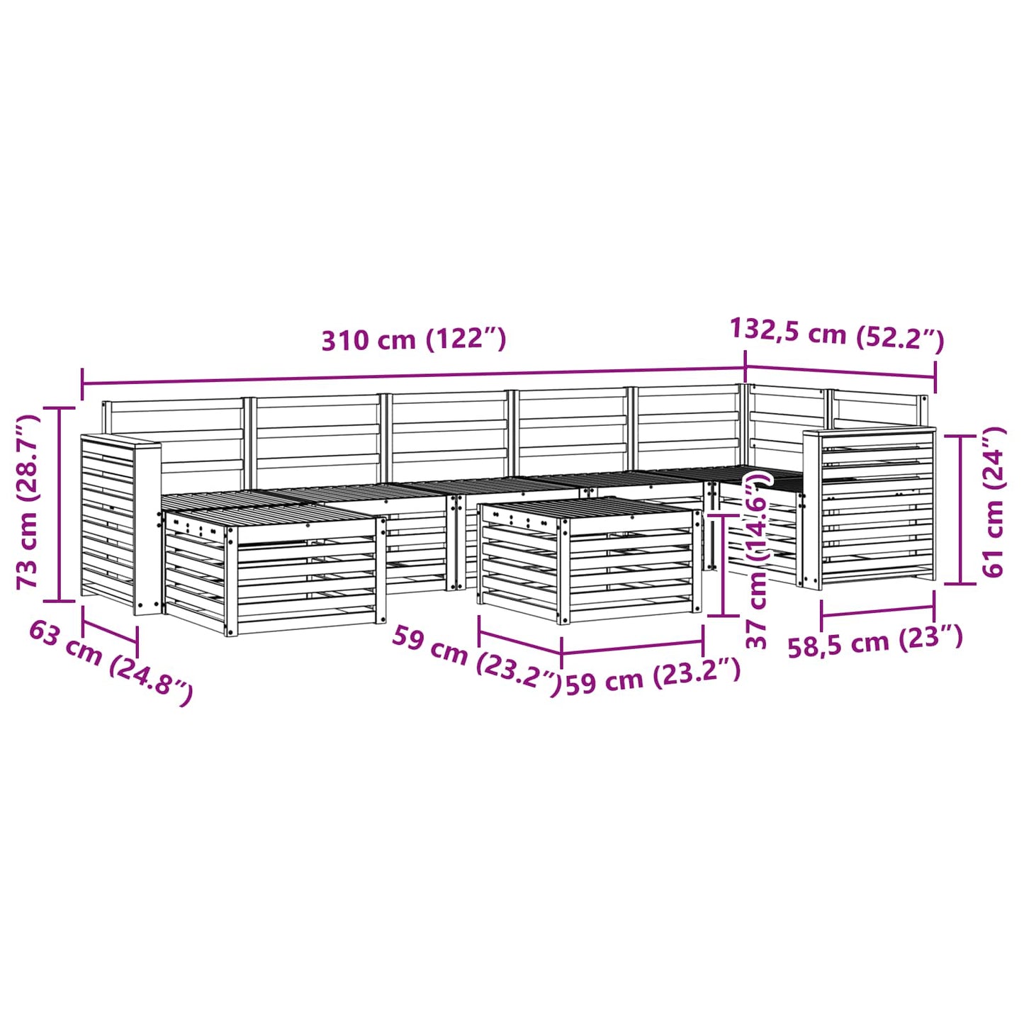 Outdoor-Sofagarnitur 8 pcs Natur Massivholz Akazie