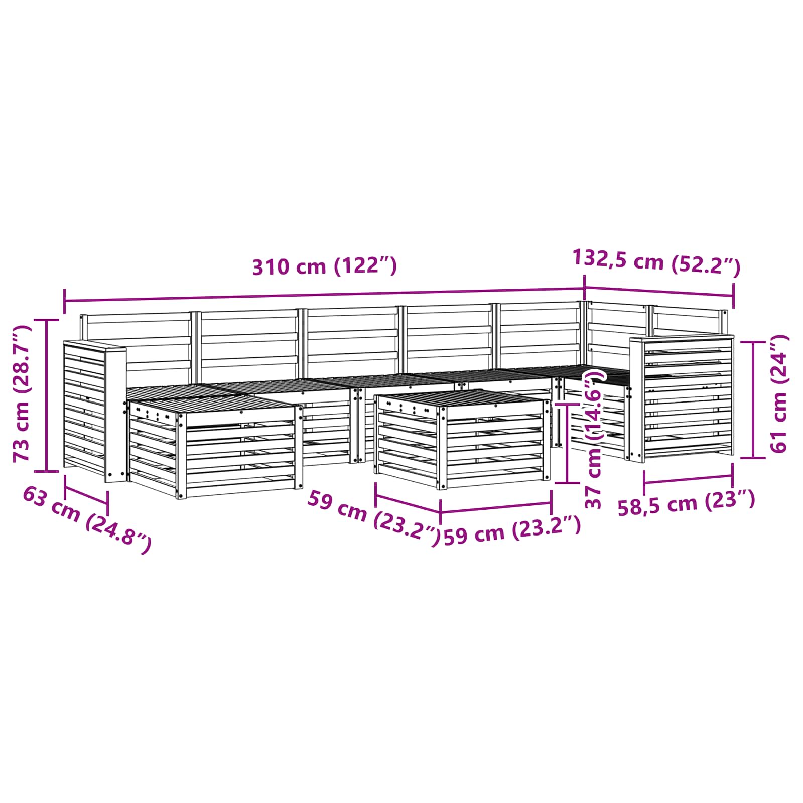 Outdoor-Sofagarnitur 8 pcs Natur Massivholz Akazie