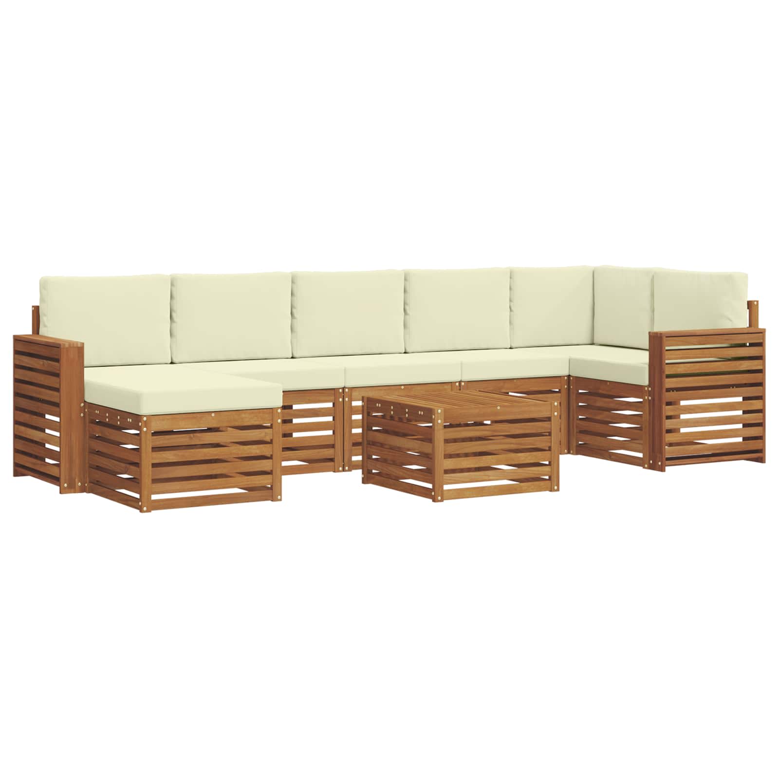 Outdoor-Sofagarnitur 8 pcs Natur und Creme Massivholz Akazie
