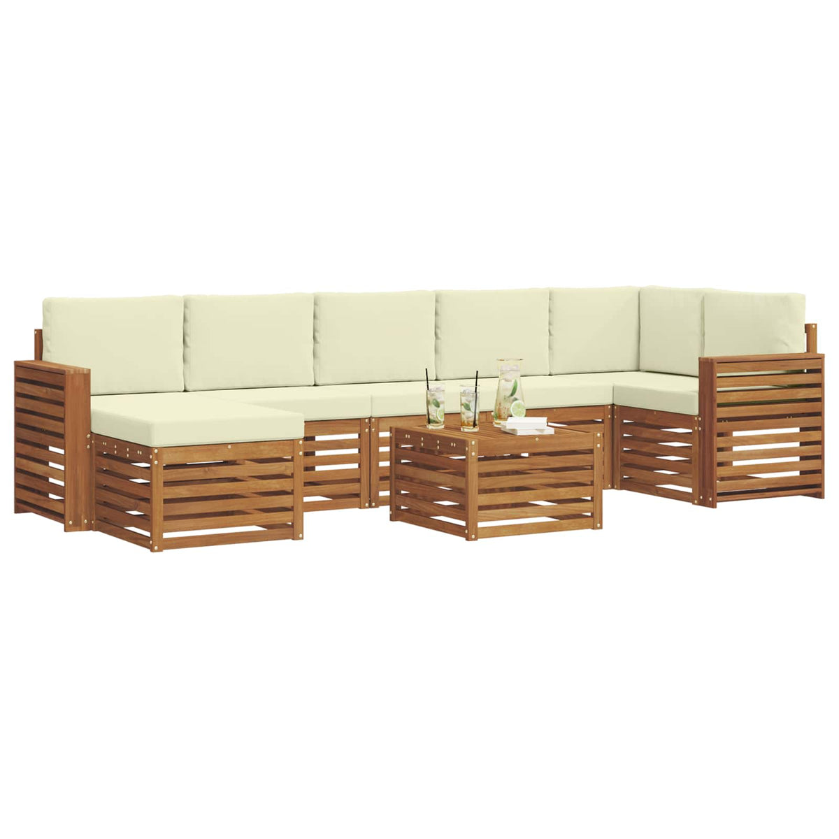 Outdoor-Sofagarnitur 8 stk. Natur und Creme
