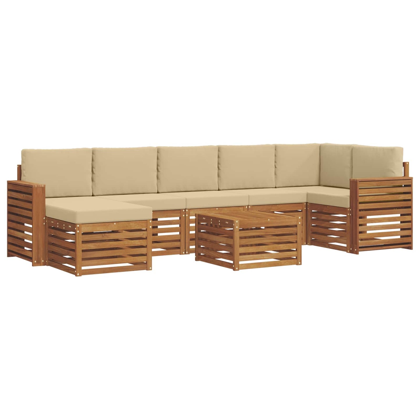 Outdoor-Sofagarnitur 8 pcs Natur und Beige Massivholz Akazie