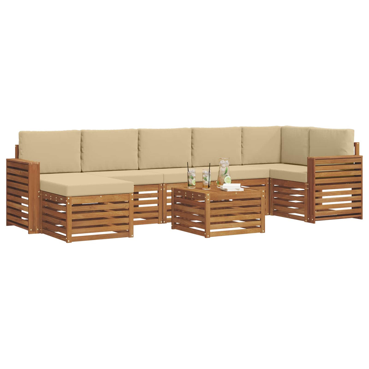 Outdoor-Sofagarnitur 8 stk. Natur und Beige