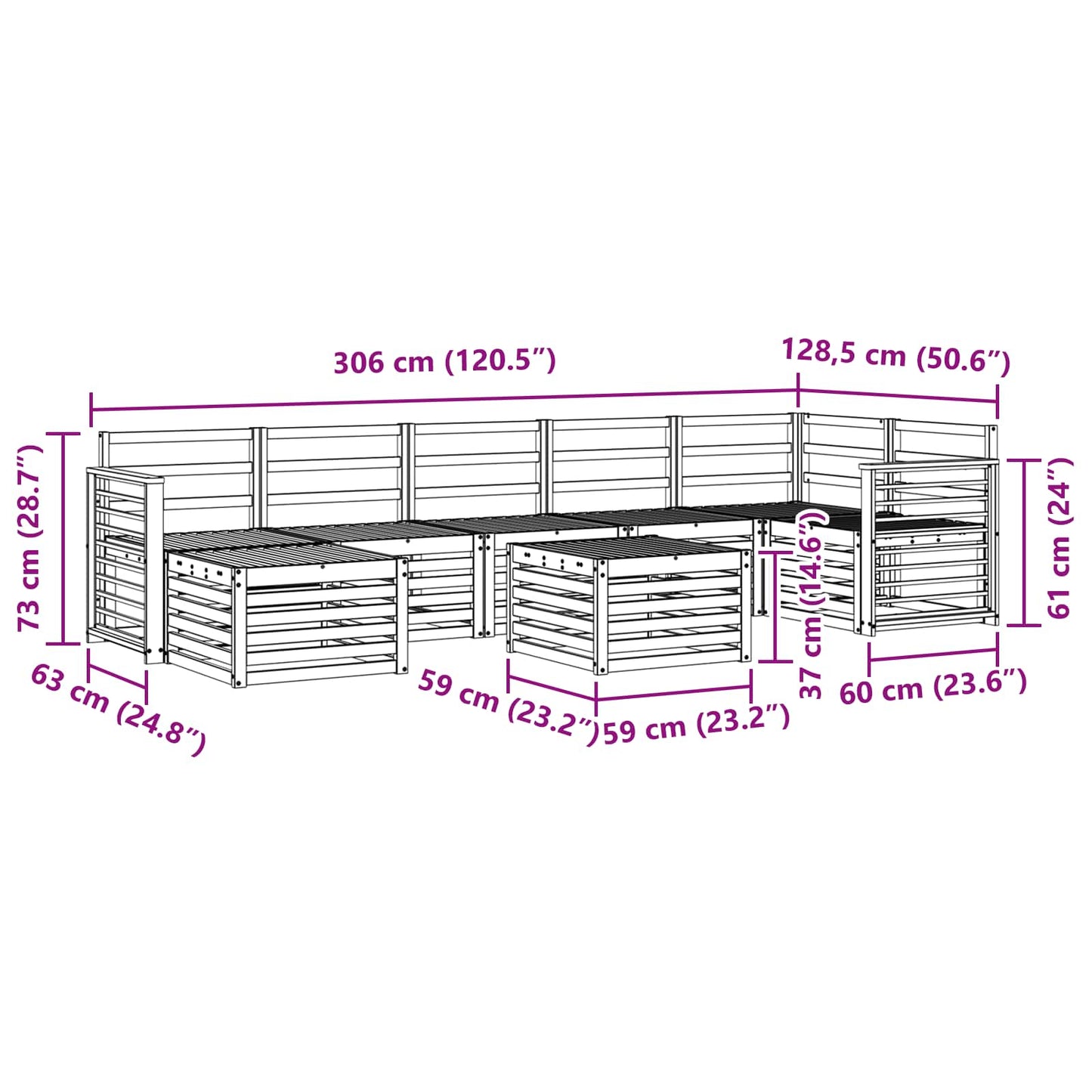 Sofagarnituren 8 pcs Natur Massivholz Akazie