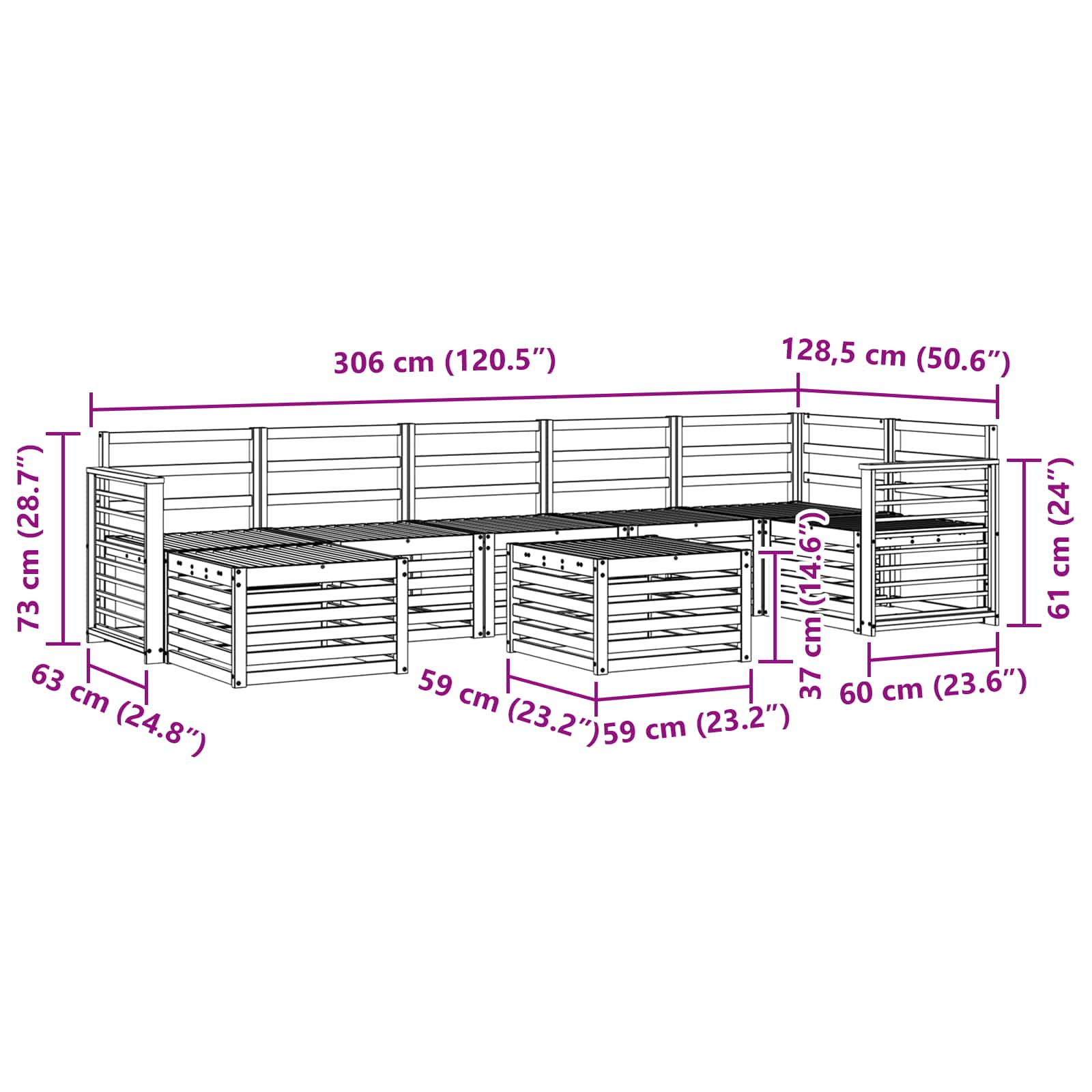 Sofagarnituren 8 pcs Natur Massivholz Akazie
