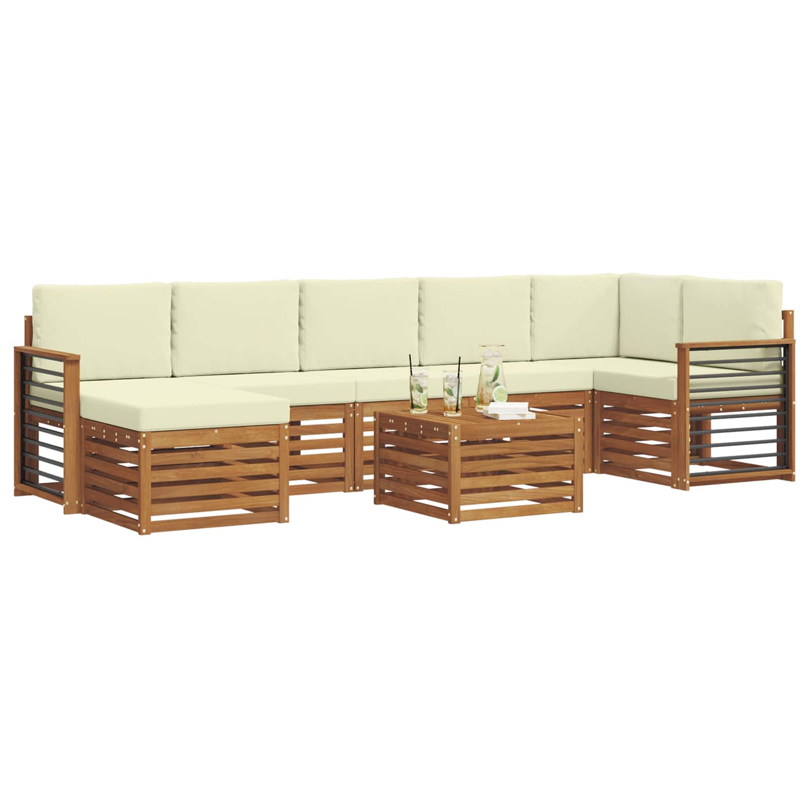 Outdoor-Sofagarnitur 8 stk. Natur und Creme