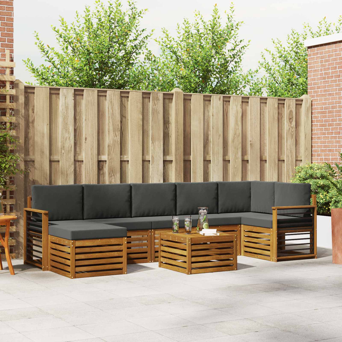 Outdoor-Sofagarnitur 8 stk. Natur und Anthrazit