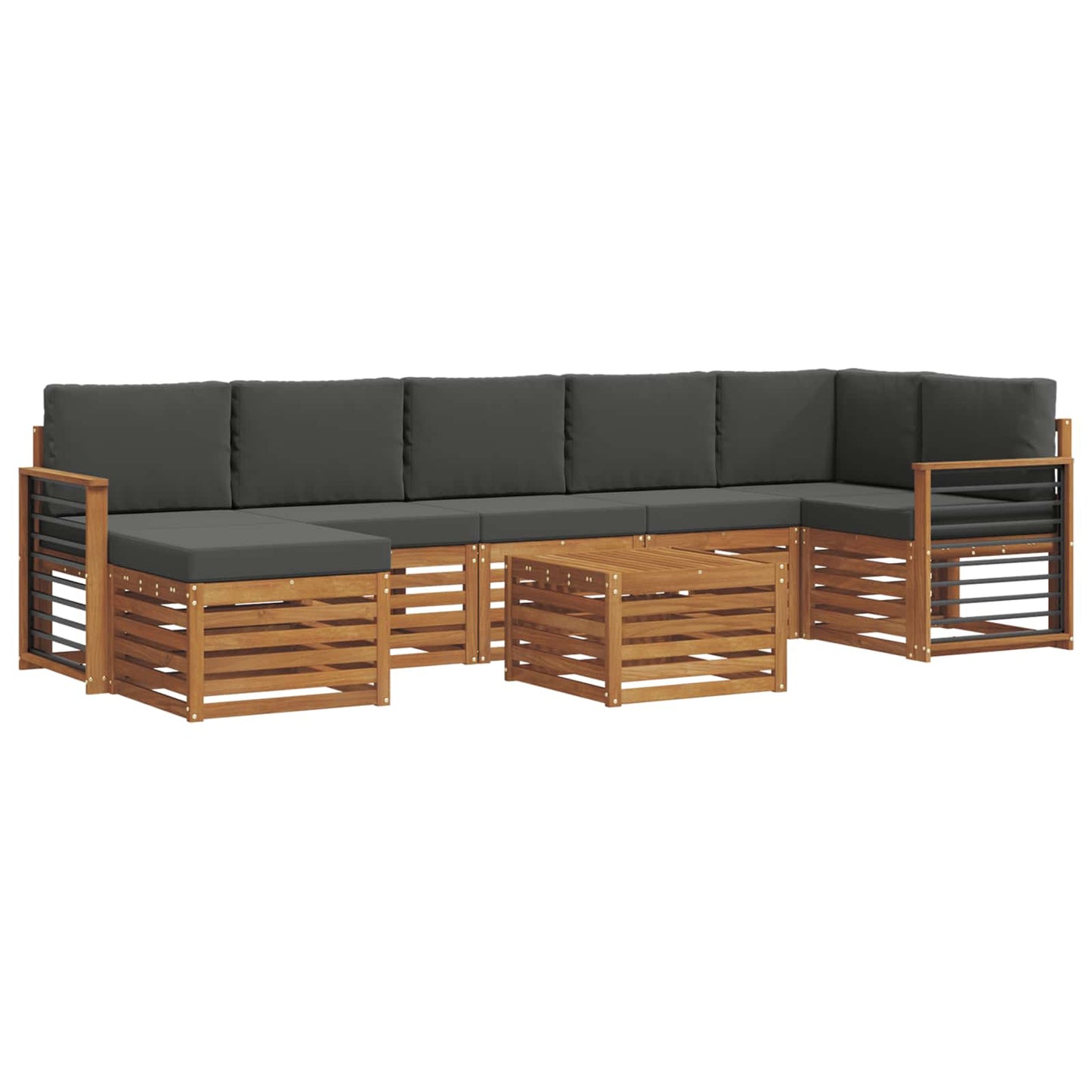 Outdoor-Sofagarnitur mit Kissen 8 pcs Natur und Anthrazit