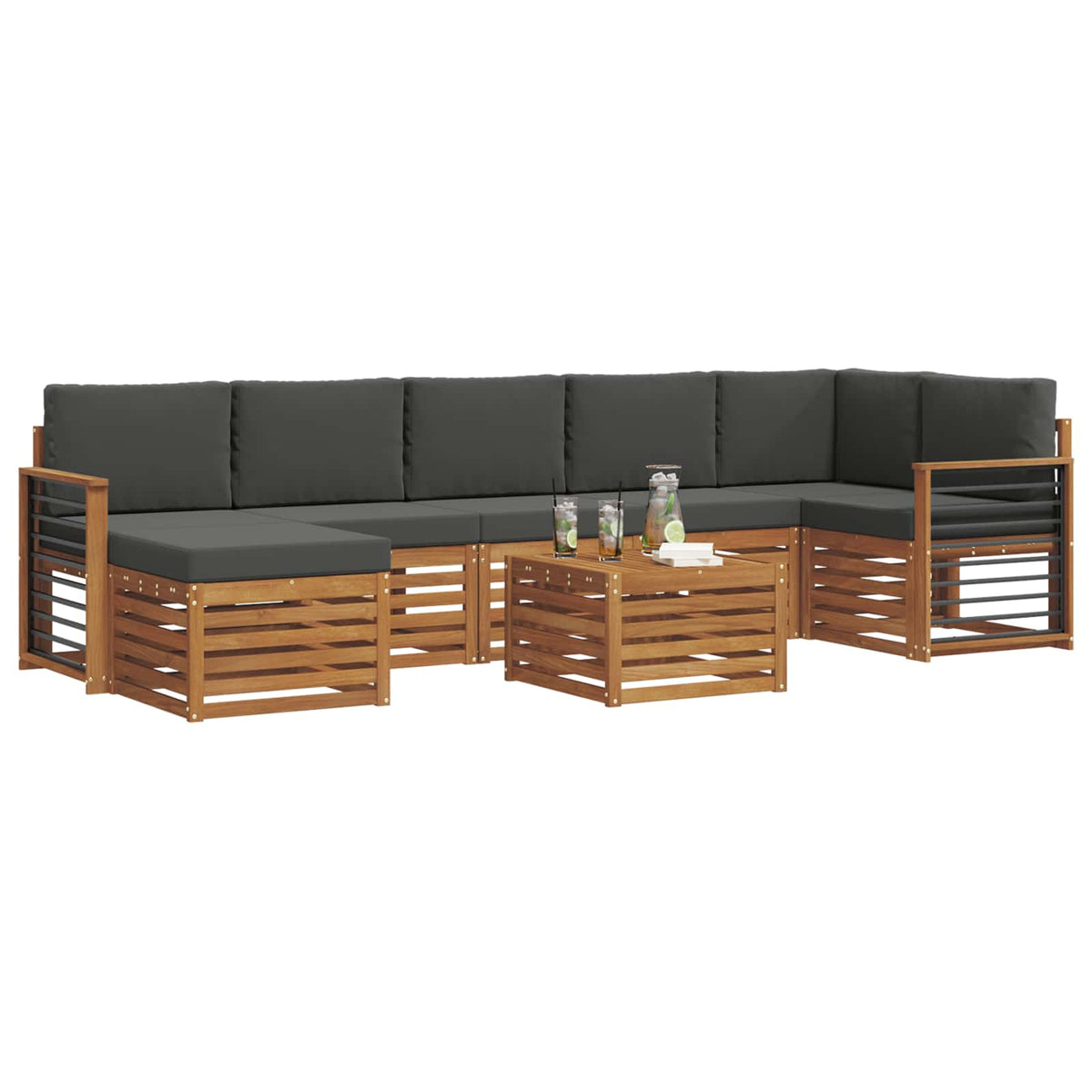 Outdoor-Sofagarnitur 8 stk. Natur und Anthrazit