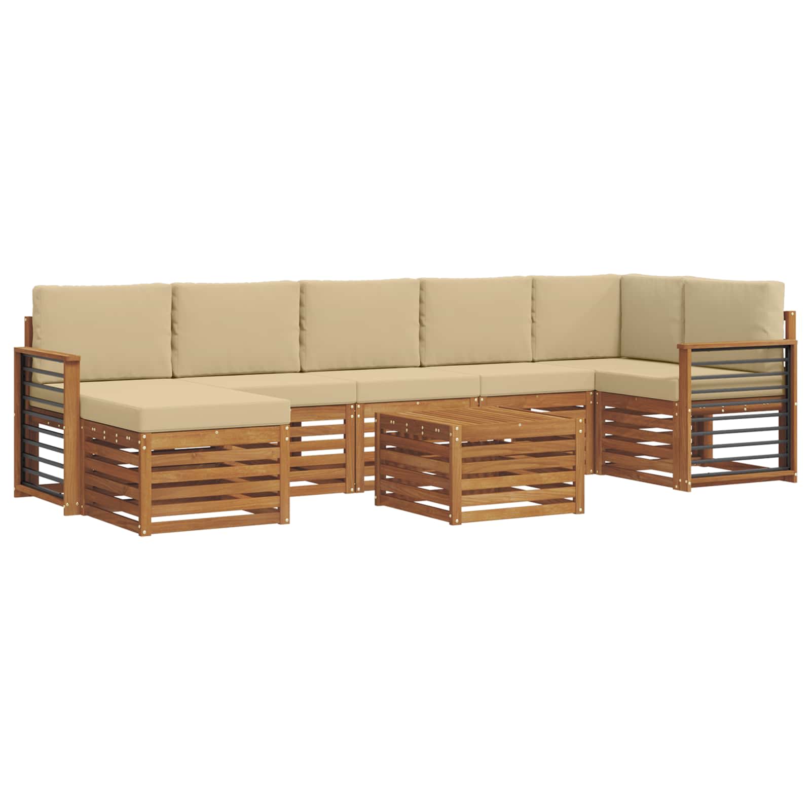Outdoor-Sofagarnitur 8 stk. Natur und Beige
