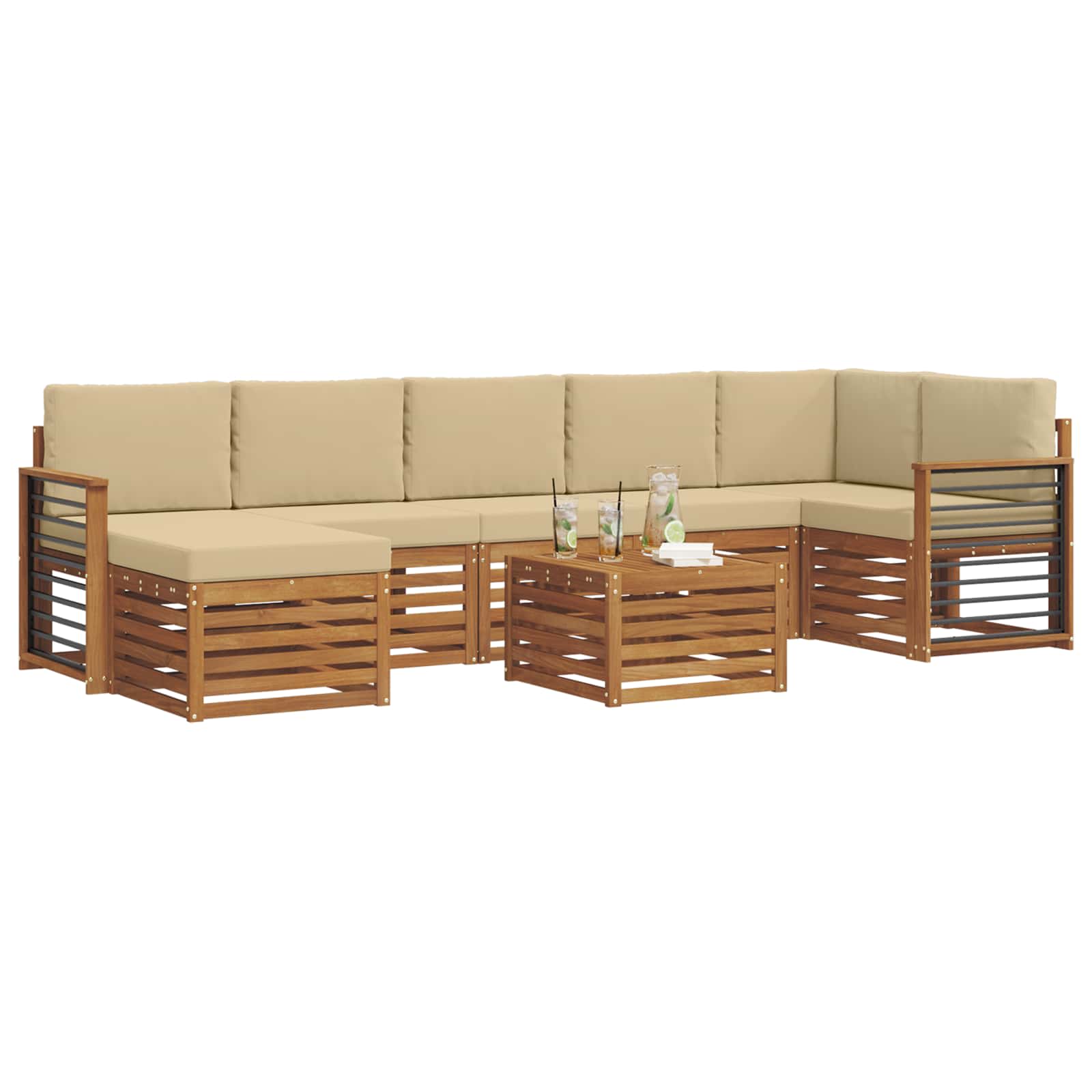 Outdoor-Sofagarnitur 8 stk. Natur und Beige