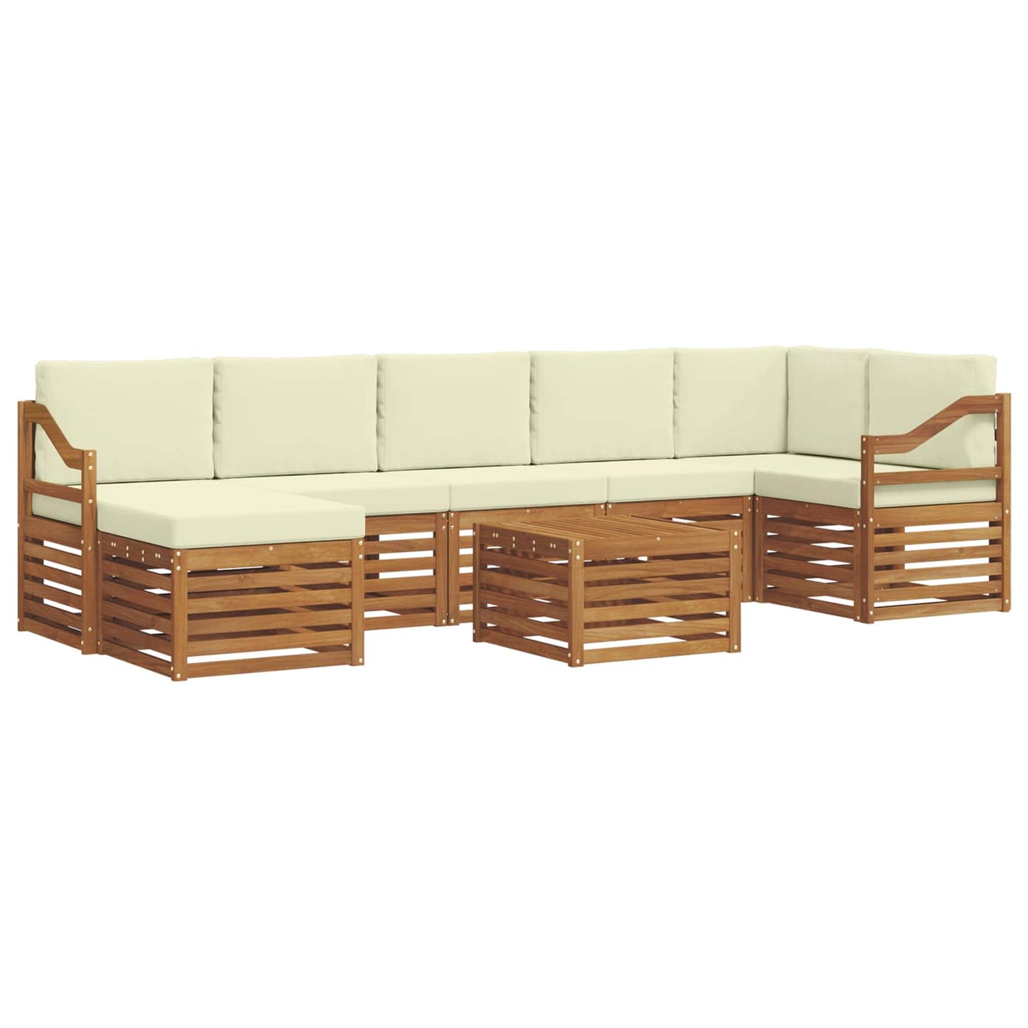 Outdoor-Sofagarnitur 8 pcs Natur und Creme Massivholz Akazie