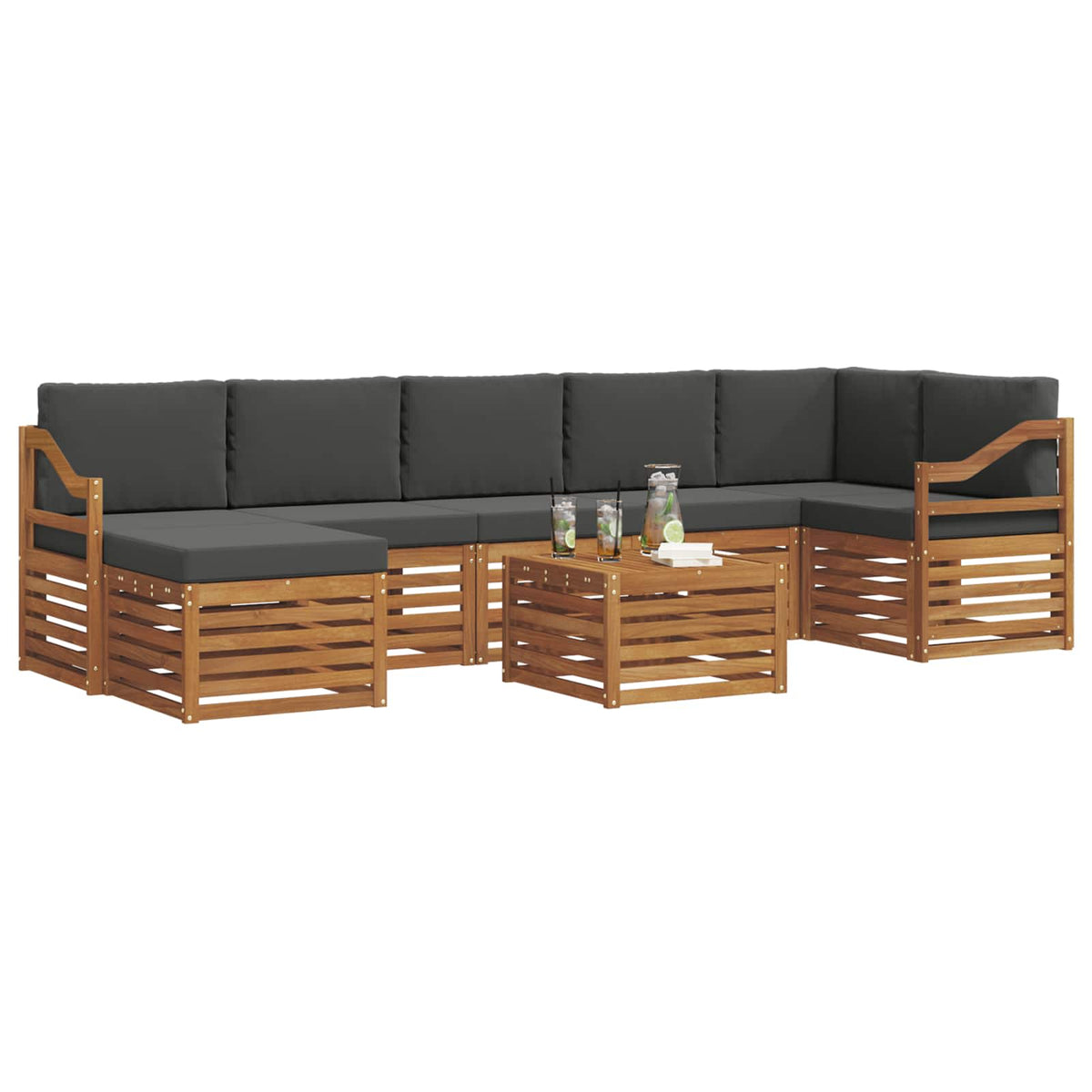 Outdoor-Sofagarnitur 8 stk. Natur und Anthrazit