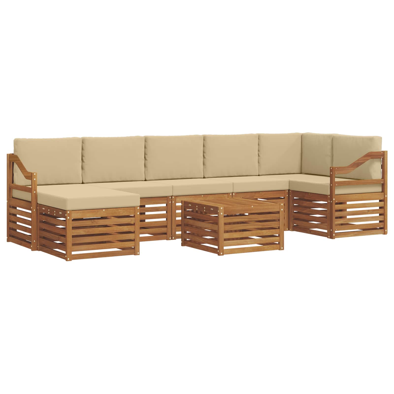 Outdoor-Sofagarnitur 8 stk. Natur und Beige