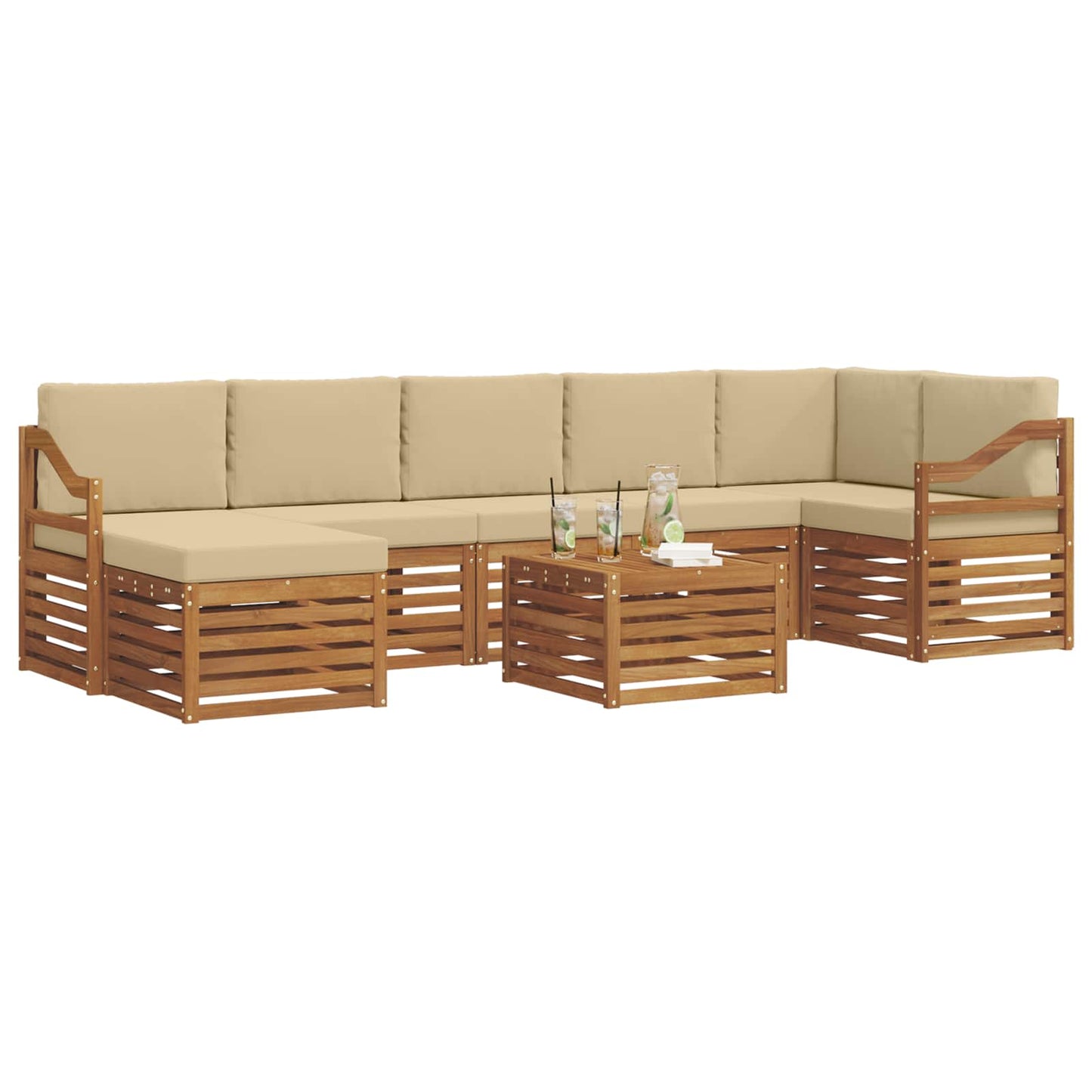 Outdoor-Sofagarnitur 8 stk. Natur und Beige