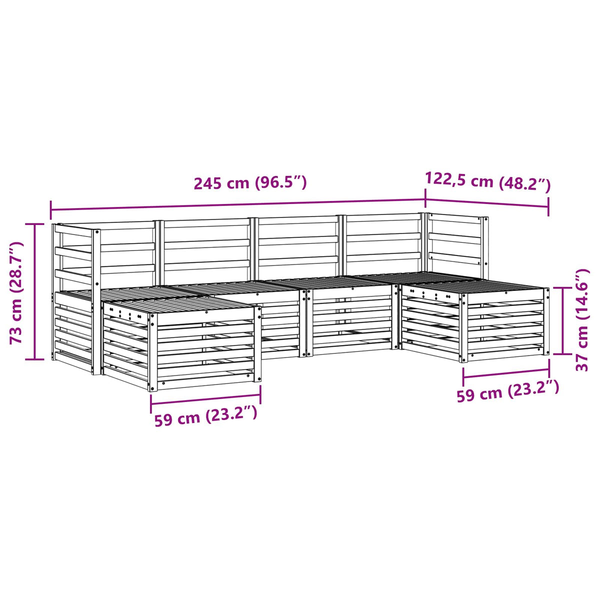 Outdoor-Sofagarnitur 6 stk. Natur