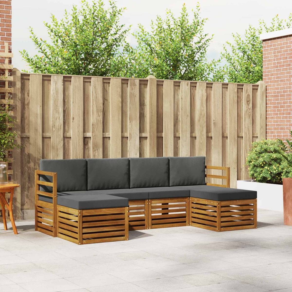 Outdoor-Sofagarnitur 6 stk. Natur und Anthrazit