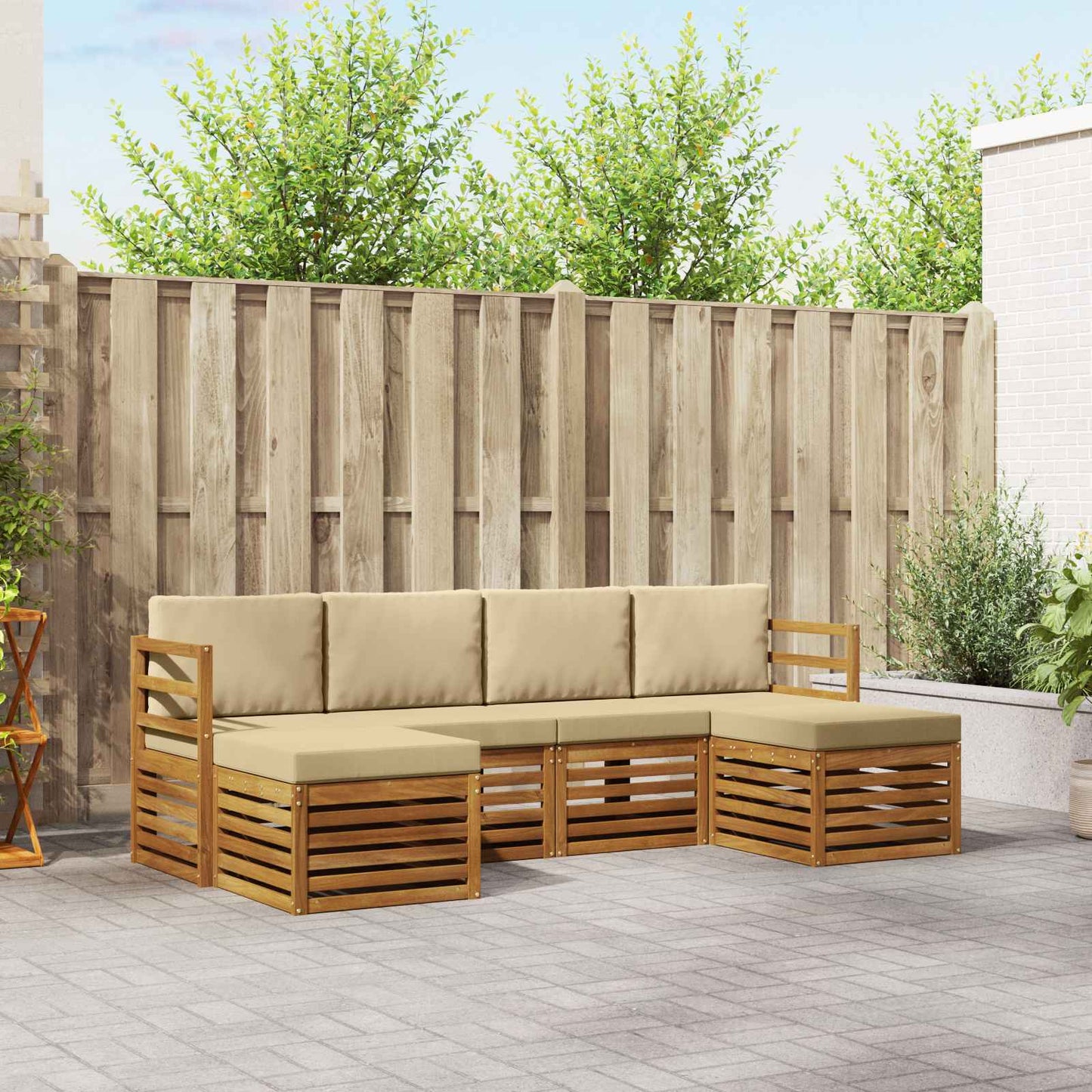Outdoor-Sofagarnitur 6 stk. Natur und Beige
