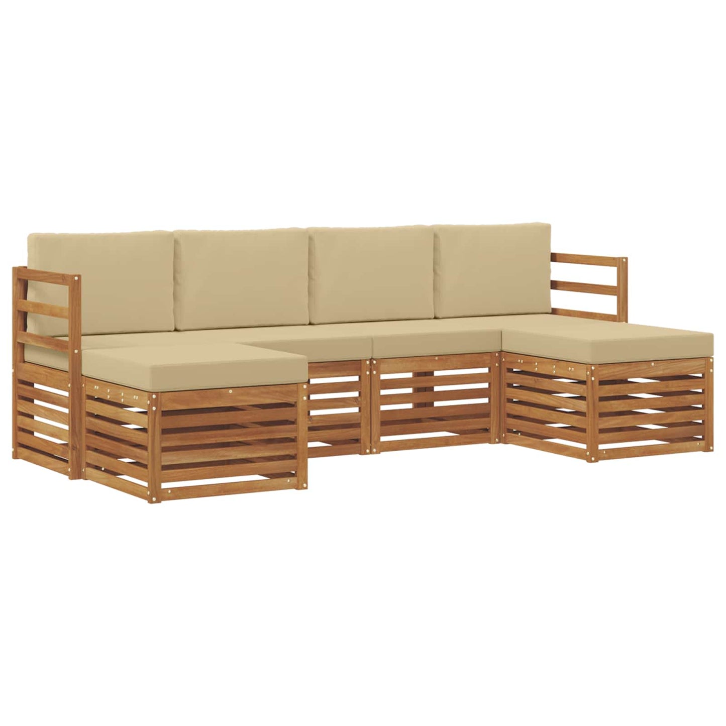 Outdoor-Sofagarnitur 6 stk. Natur und Beige