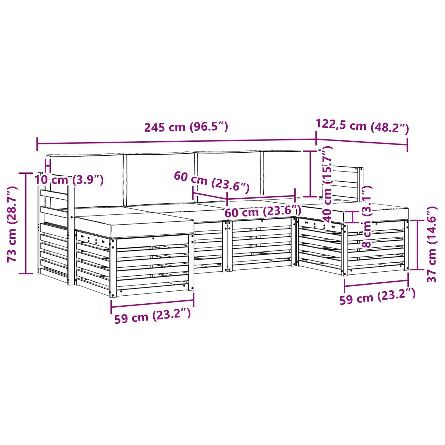 Outdoor-Sofagarnitur 6 stk. Natur und Beige