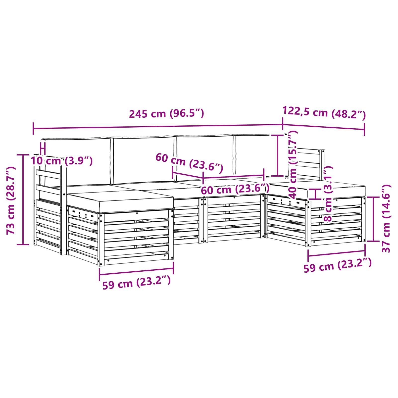 Outdoor-Sofagarnitur 6 stk. Natur und Beige