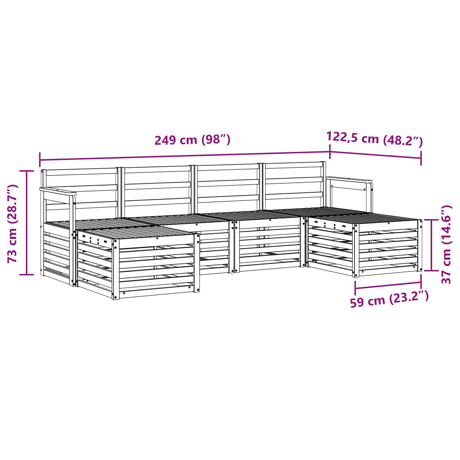 Sofagarnituren 6 pcs Natur Massivholz Akazie