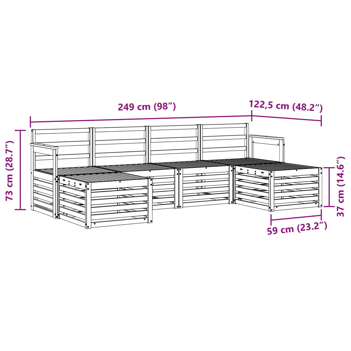 Outdoor-Sofagarnitur 6 stk. Natur