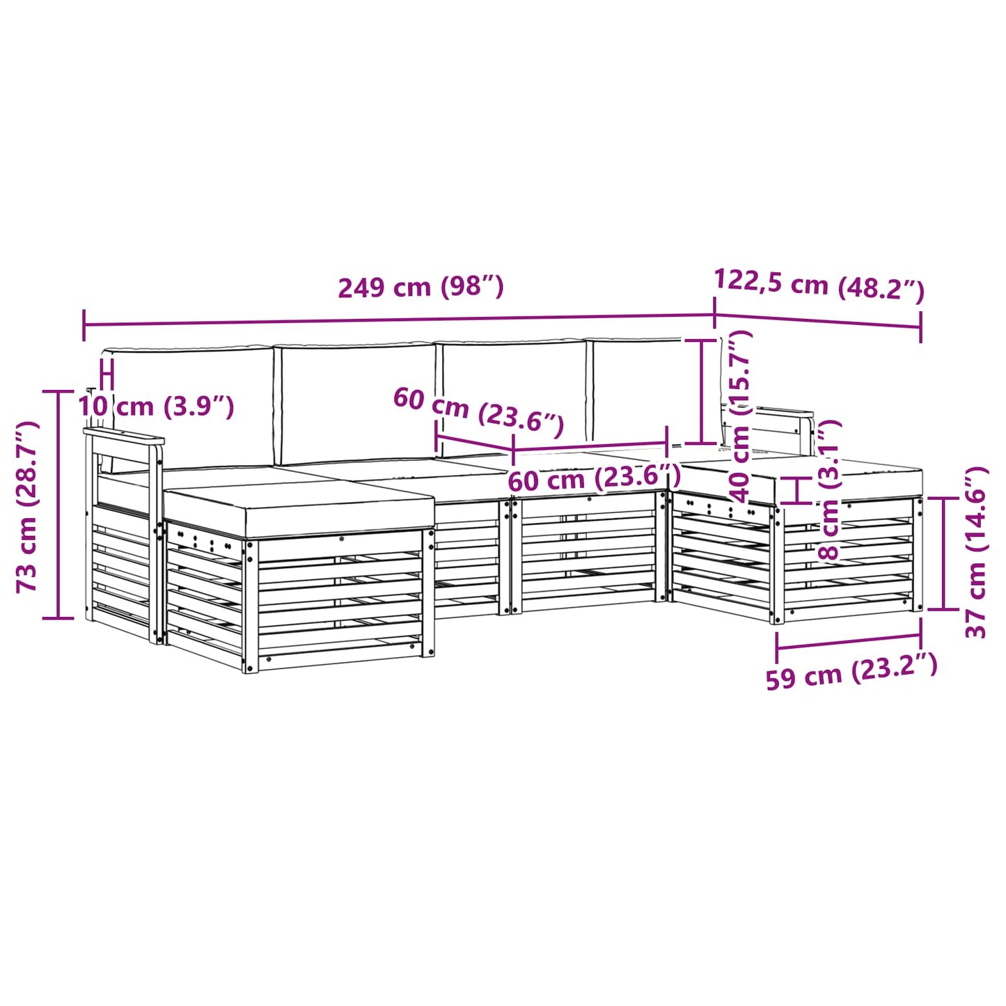 Outdoor-Sofagarnitur 6 stk. Natur und Creme