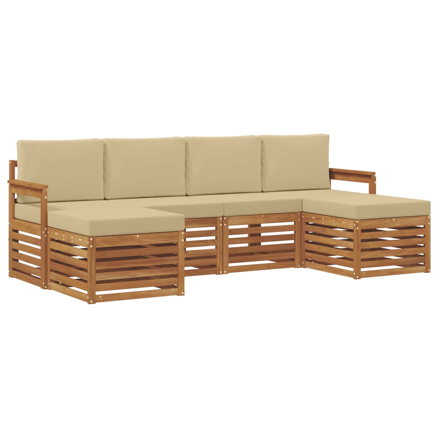Sofagarnituren 6 pcs Natur und Beige Massivholz Akazie
