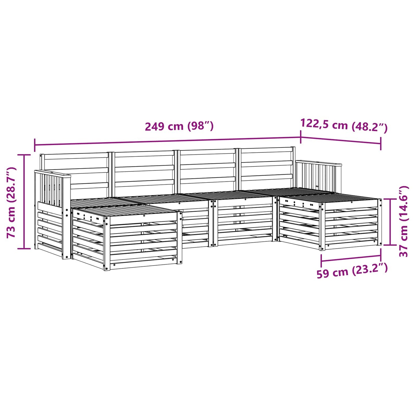 Sofagarnituren 6 pcs Natur Massivholz Akazie