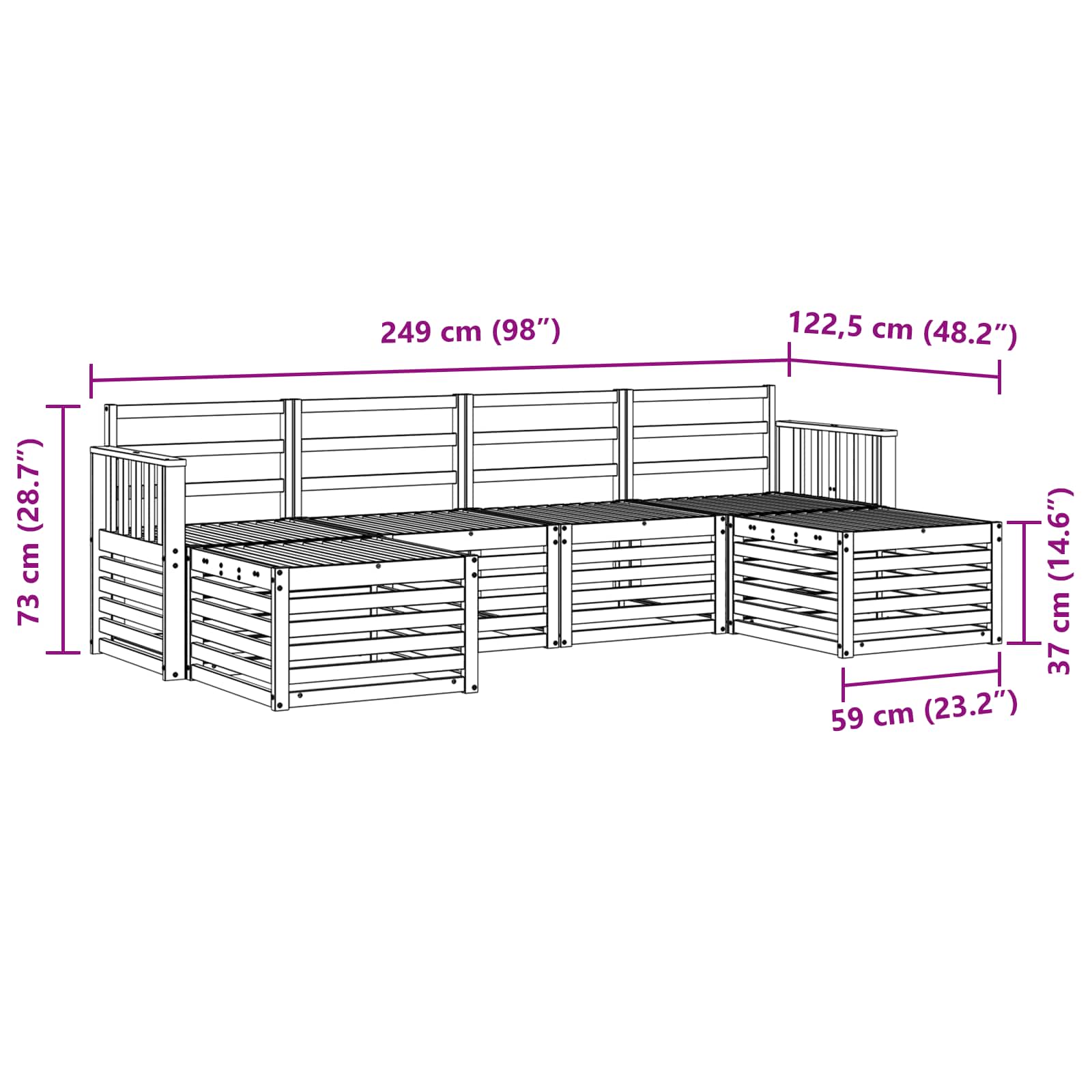 Sofagarnituren 6 pcs Natur Massivholz Akazie