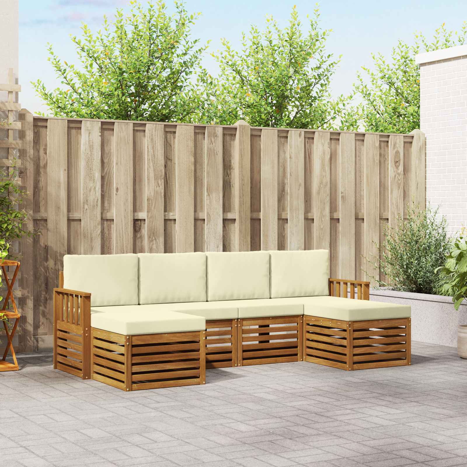 Outdoor-Sofagarnitur 6 stk. Natur und Creme
