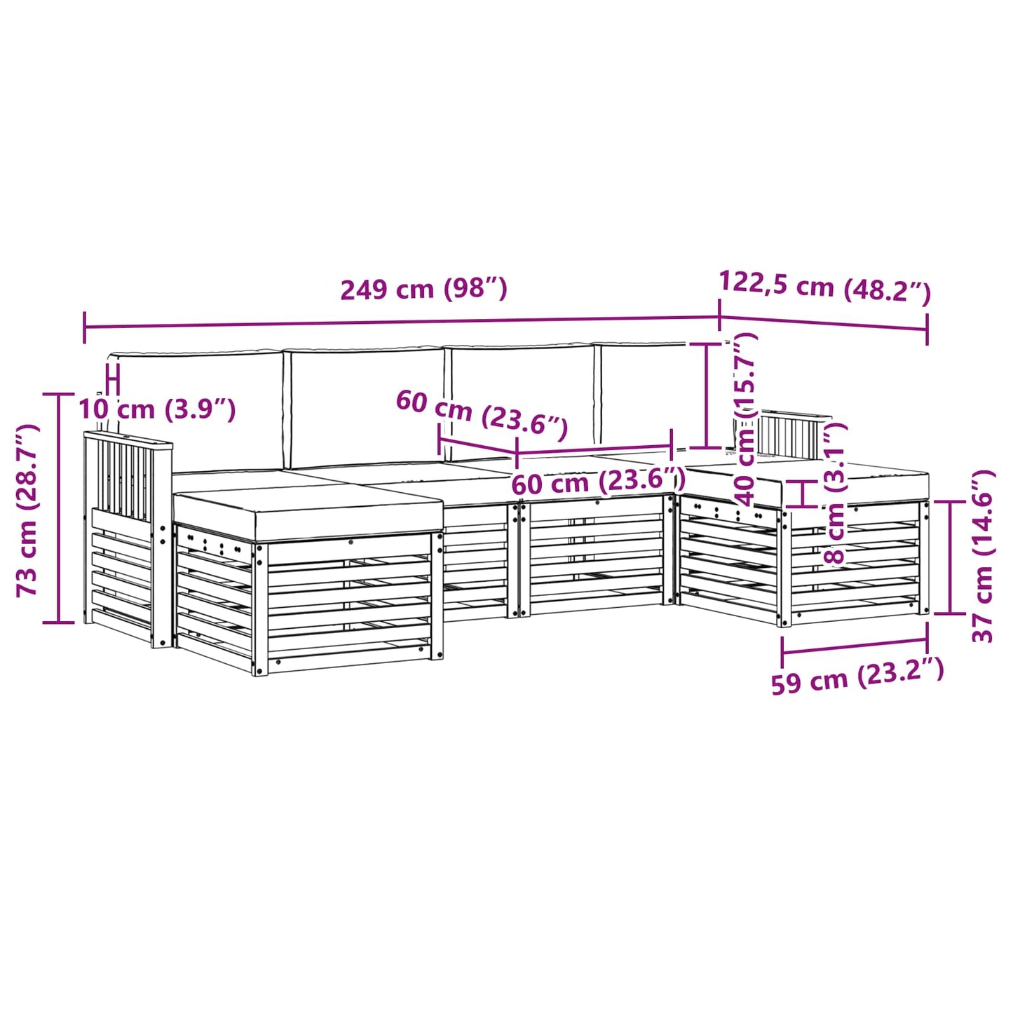 Outdoor-Sofagarnitur 6 stk. Natur und Creme