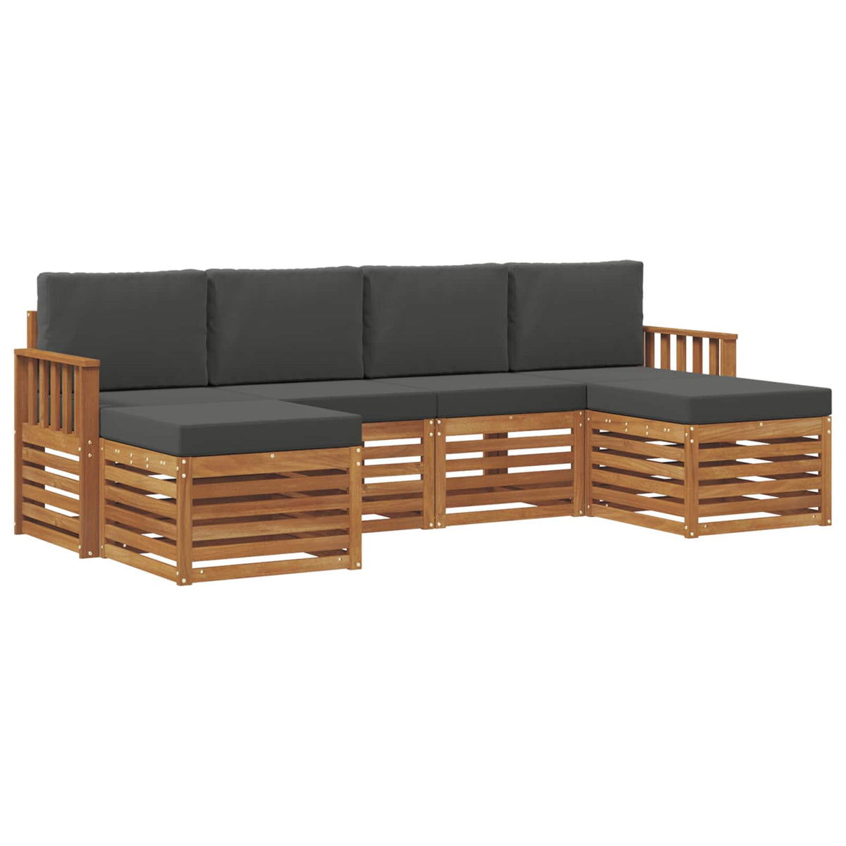 Outdoor-Sofagarnitur 6 stk. Natur und Anthrazit