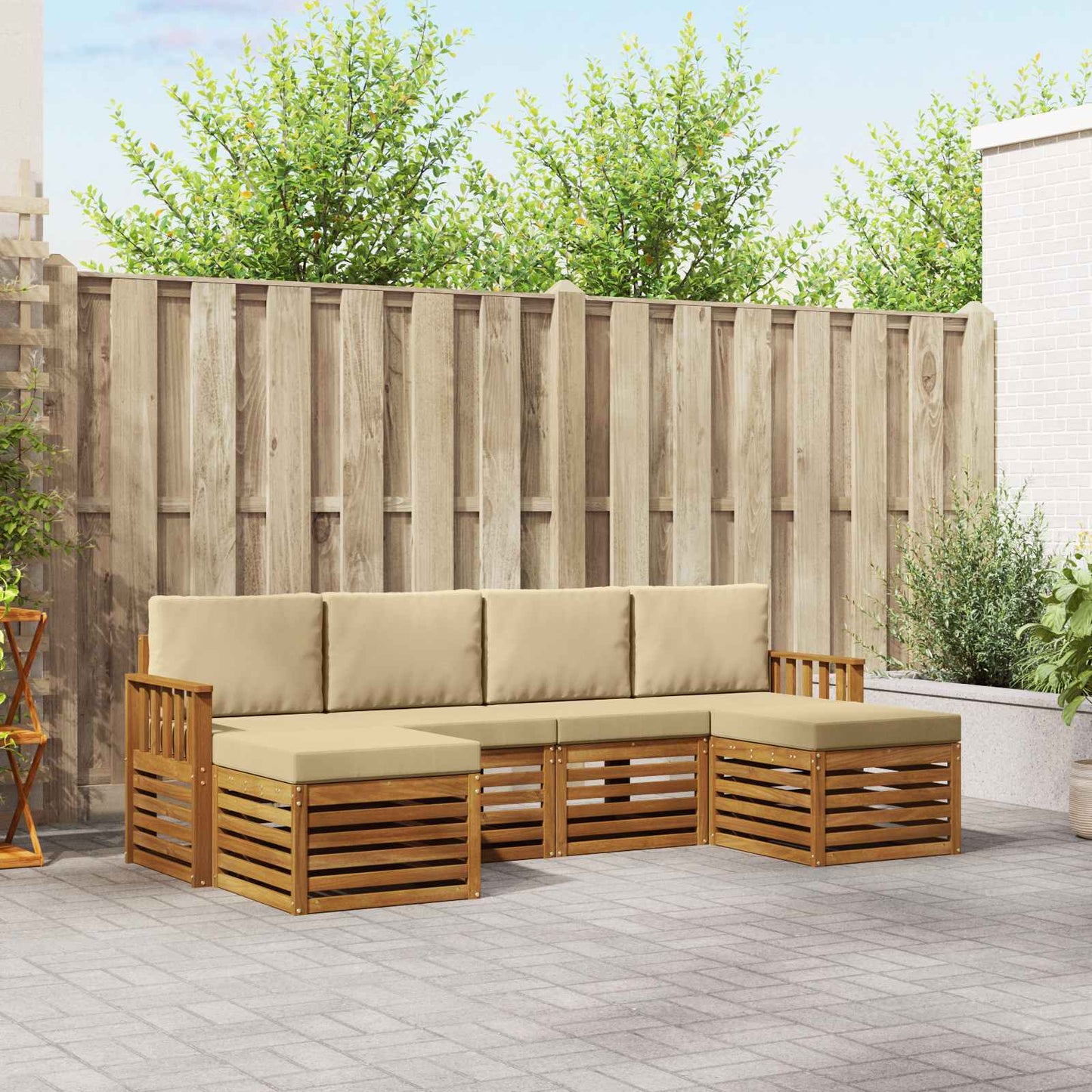 Sofagarnituren 6 pcs Natur und Beige Massivholz Akazie